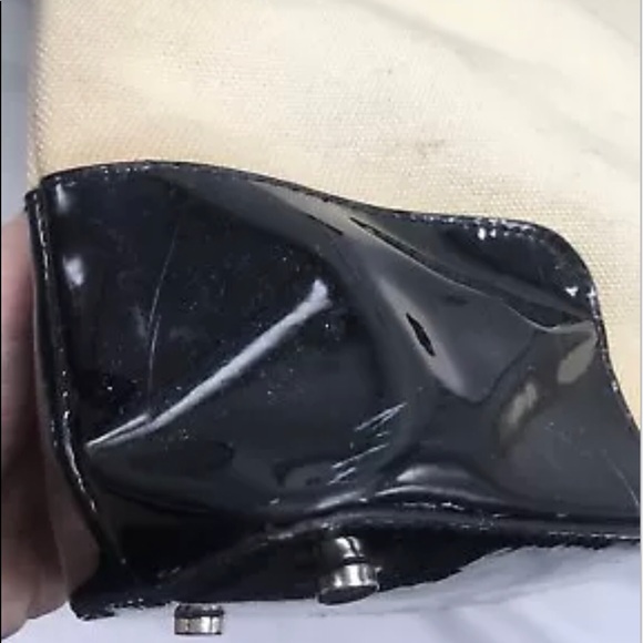 Tory Burch Natural Canvas Tote Shopper Bag Black Patent Leather ✅Offers Welcome - Picture 9 of 11